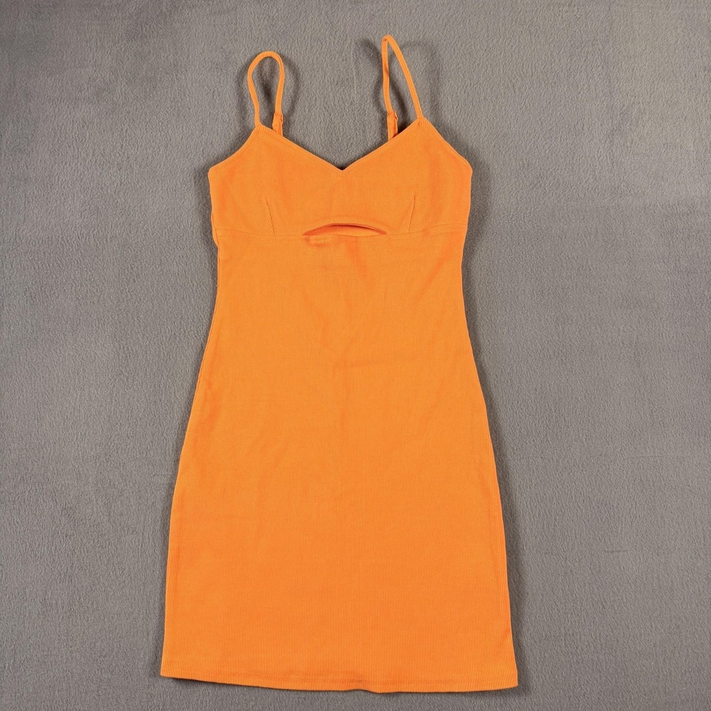BB Dakota Steve Madden Dress Women XS Orange Spaghetti strap Mini Cutout Bodycon